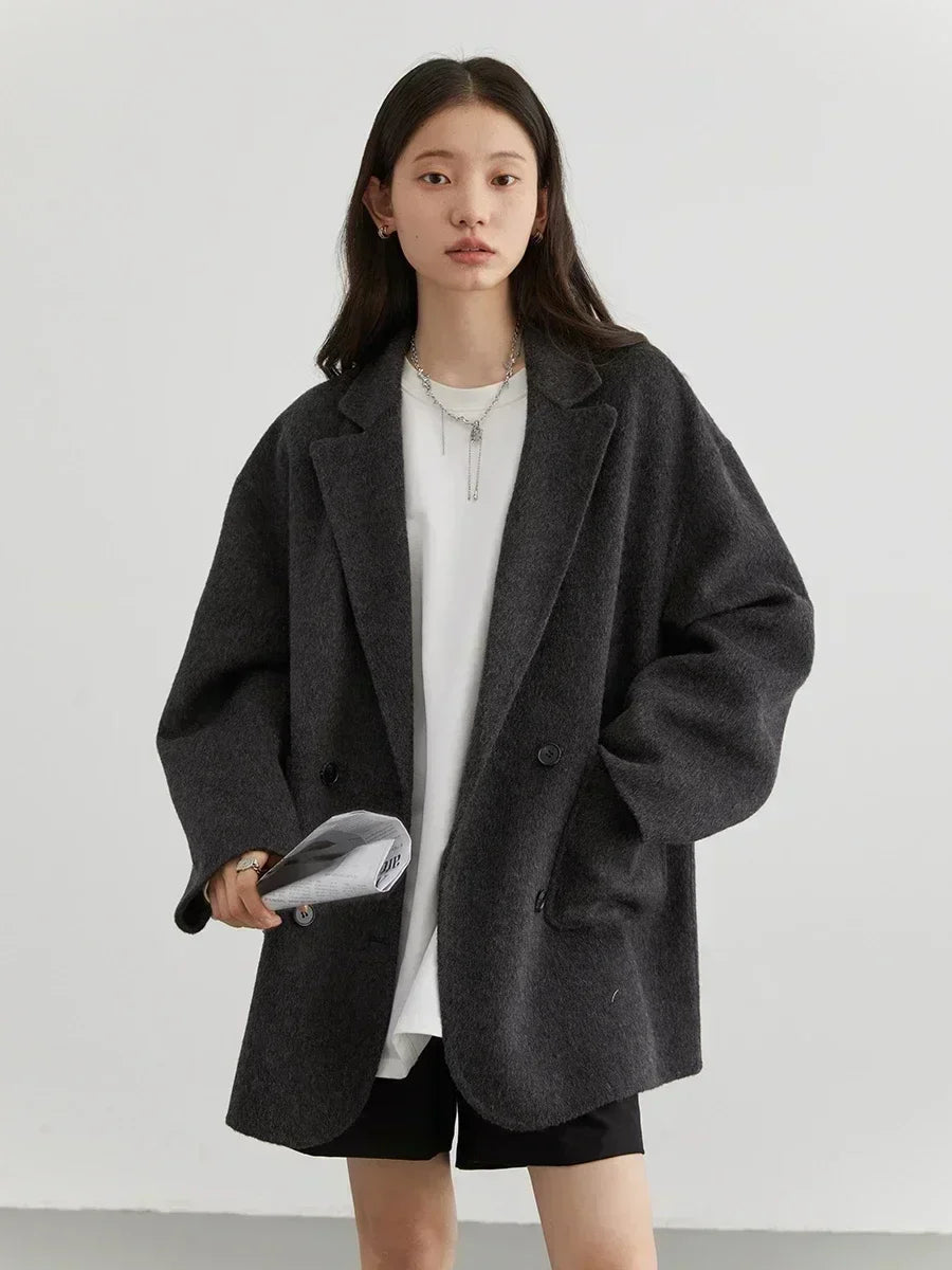 Oversized Double-Breasted Coat | Wool Blend | Timeless and Warm