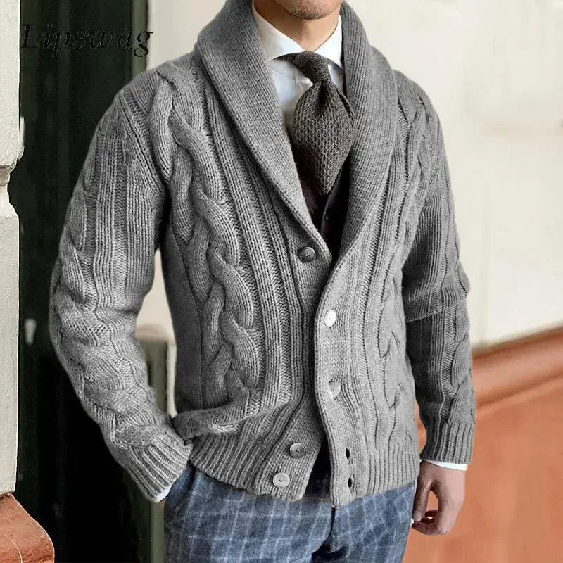 Shawl-Collar Cable-Knit Cardigan | Classic Style | Cotton Blend