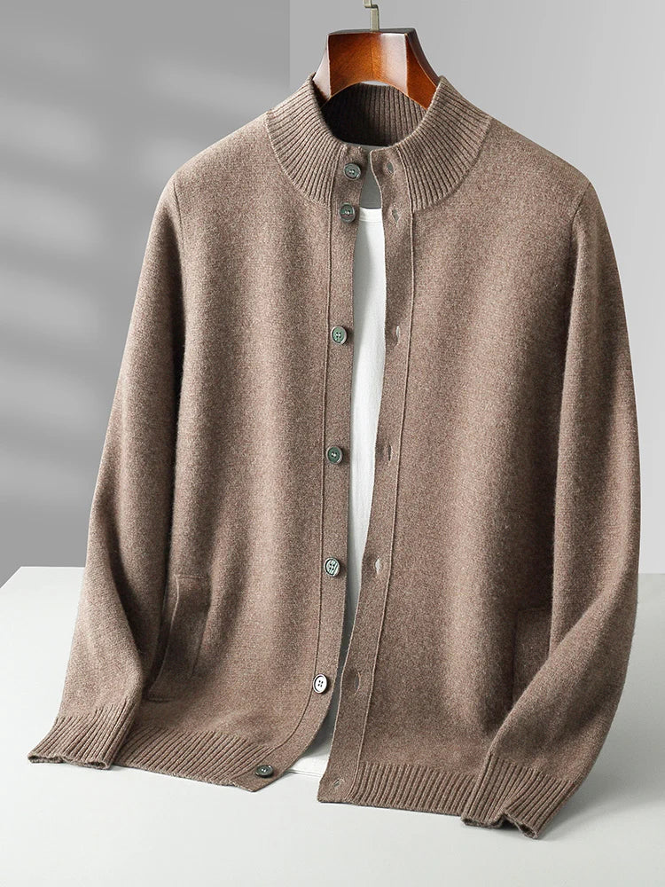 Wool-Blend Stand-Collar Cardigan | Zip-Up | Modern Elegance