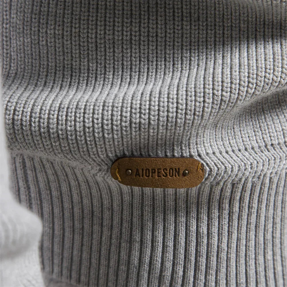 Half-Zip Sweater | High Collar & Ribbed Knit | Casual Elegance