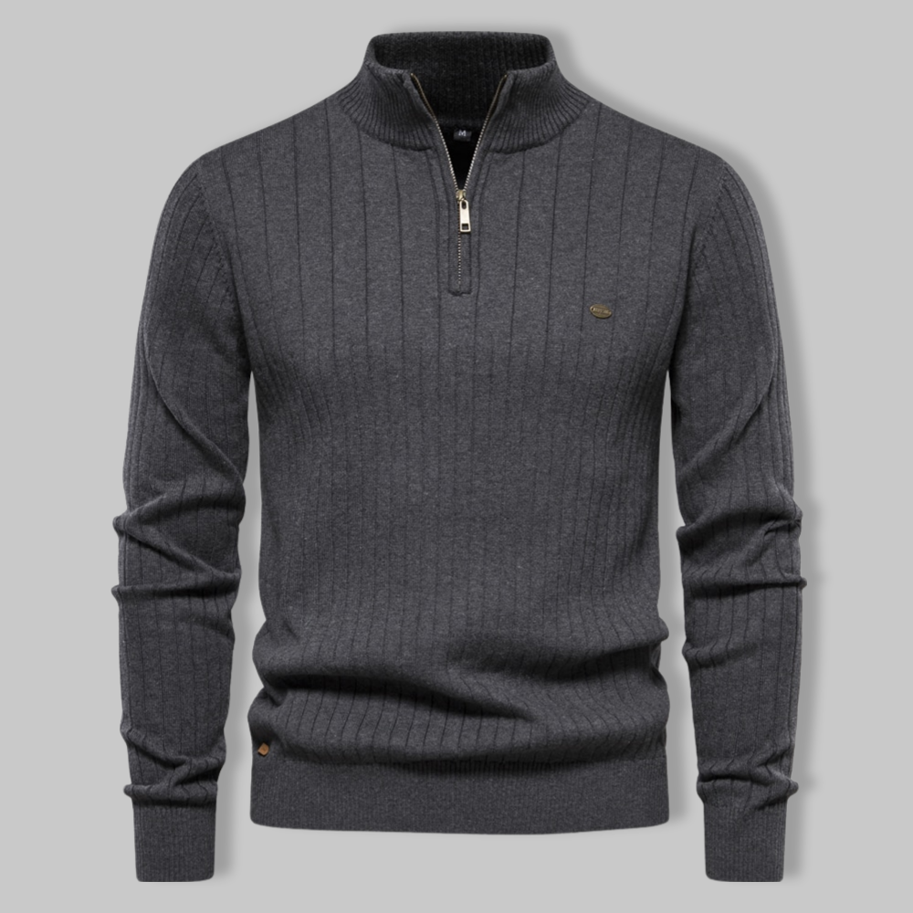 Ribbed Half-Zip Sweater | Cotton Blend | Warm and Sophisticated