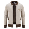 Knitted Bomber Jacket | Ribbed Details | Embroidered Chest