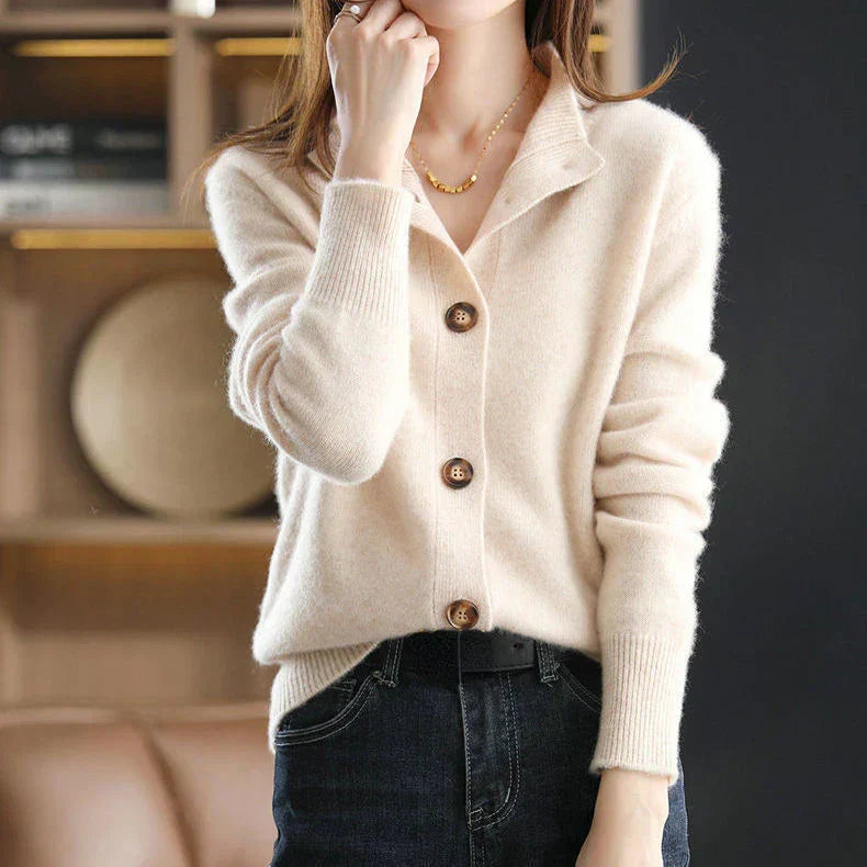 Elegant Button-Up Cardigan | Soft Knit | Collared Design | Women’s Everyday Sweater