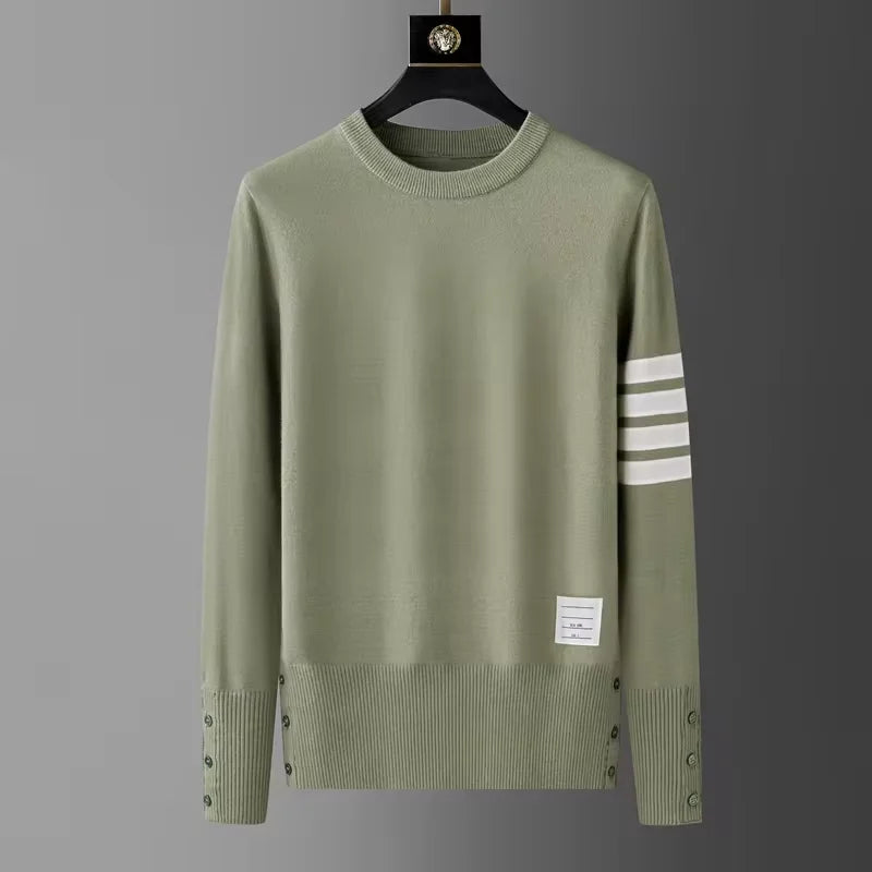 Crewneck Sweater | Striped Sleeve | Classic & Versatile