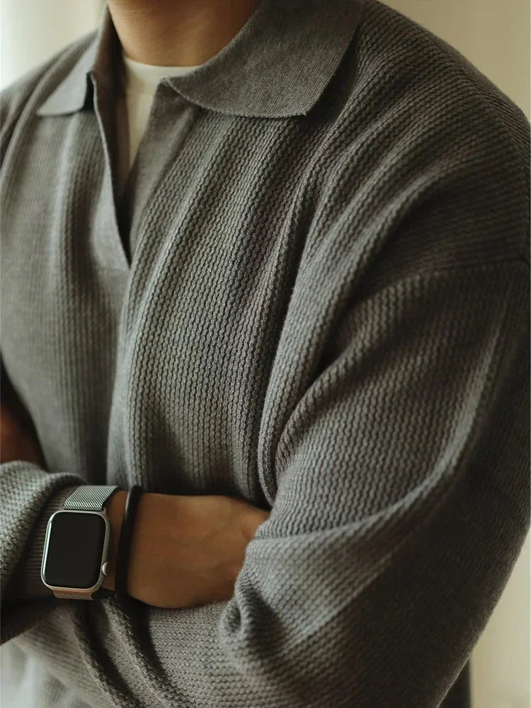 Collared Pullover Sweater | Cotton Blend | Minimalist and Sophisticated
