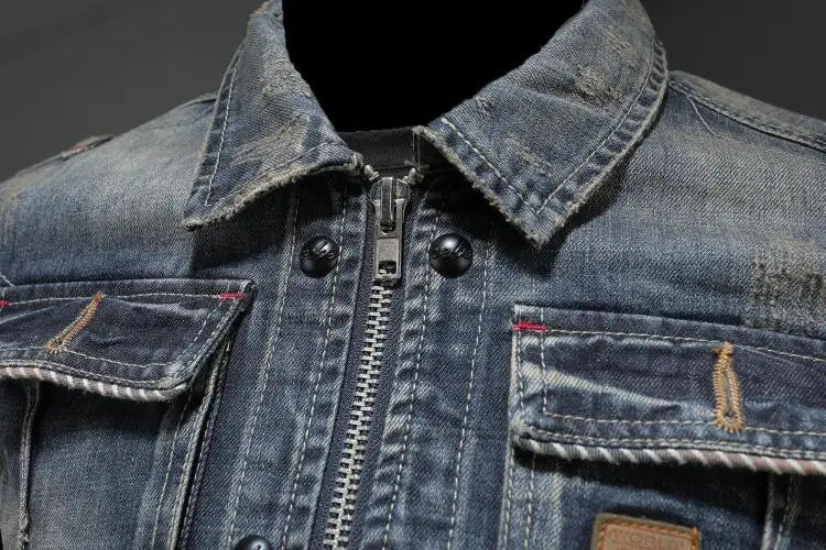 Distressed Denim Jacket | Cotton | Classic and Durable