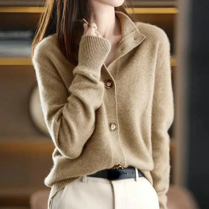Elegant Button-Up Cardigan | Soft Knit | Collared Design | Women’s Everyday Sweater