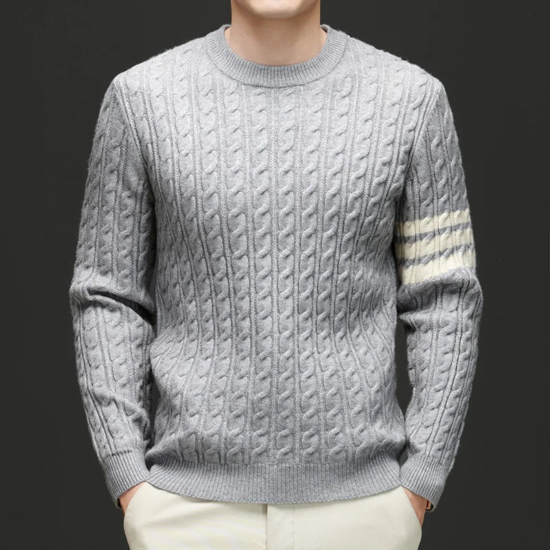 Cable-Knit Sweater | Striped Detail | Warm and Stylish