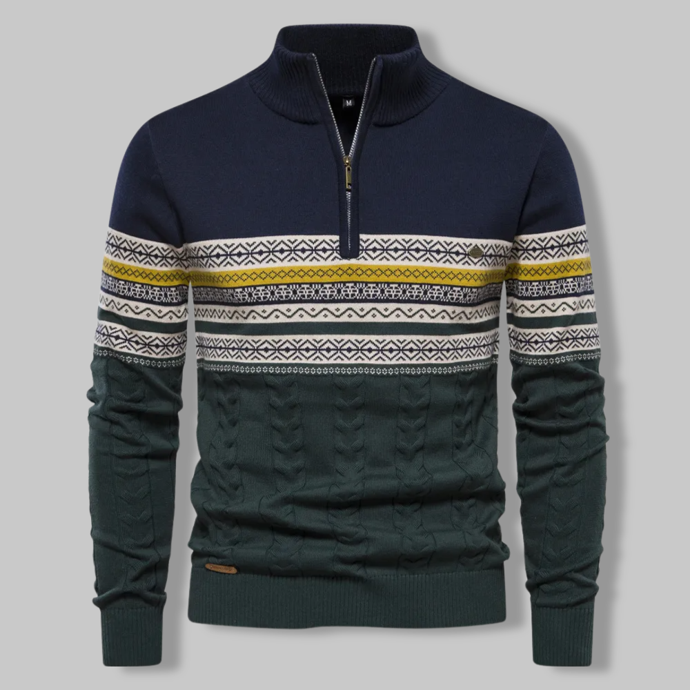 Nordic Half-Zip Sweater | Cotton Blend | Warm and Stylish