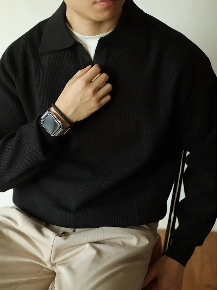 Collared Pullover Sweater | Cotton Blend | Minimalist and Sophisticated
