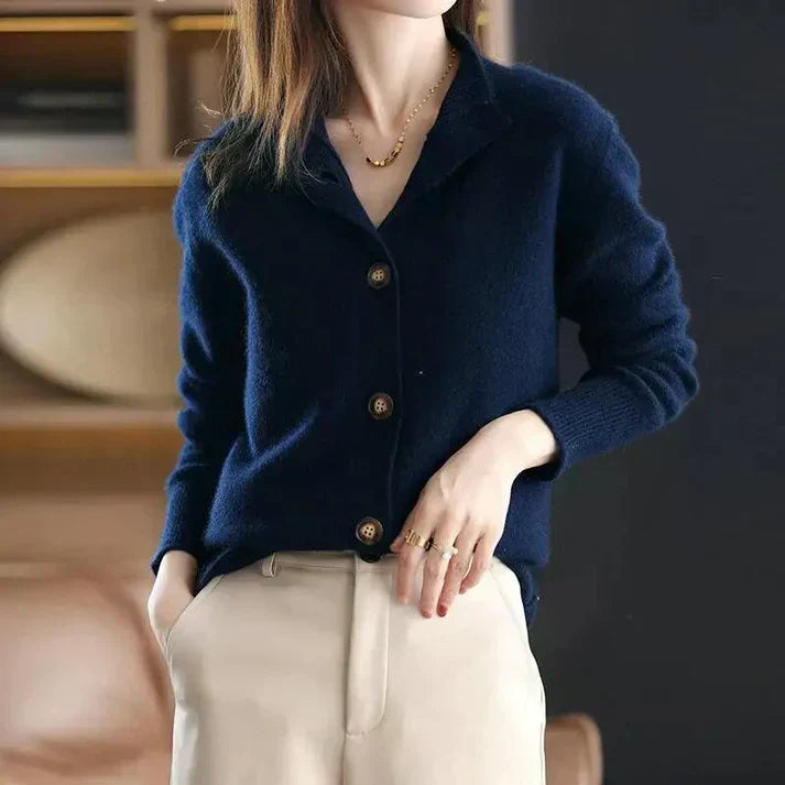 Elegant Button-Up Cardigan | Soft Knit | Collared Design | Women’s Everyday Sweater