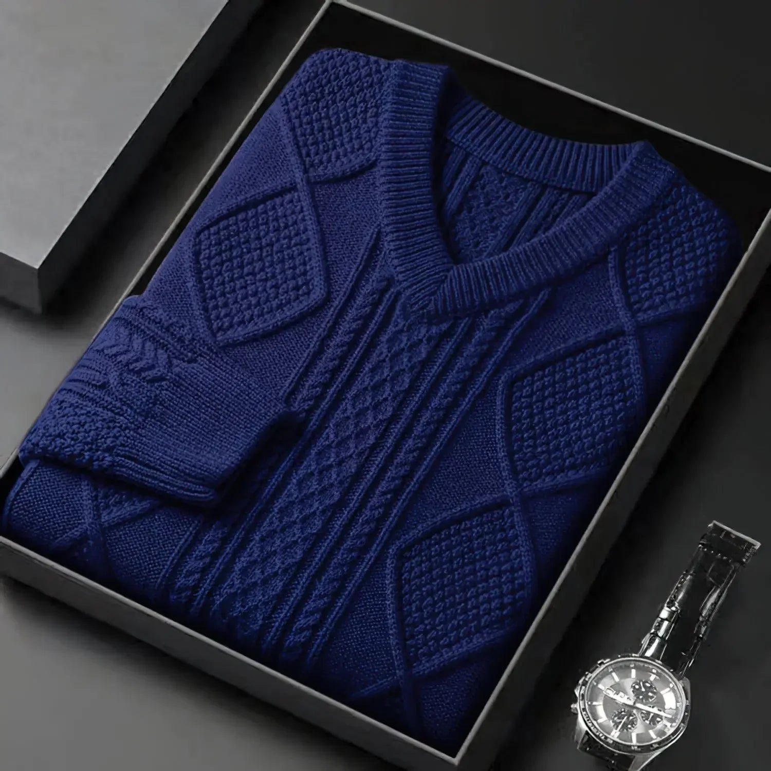 Cable-Knit Sweater | V-Neck | Textured Design