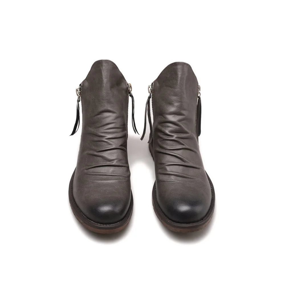 Classic Leather Ankle Boots | Stylish and Durable | Side Zipper
