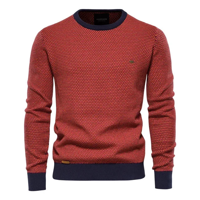 Two-Tone Crewneck Sweater | Classic and Modern | Cotton Blend