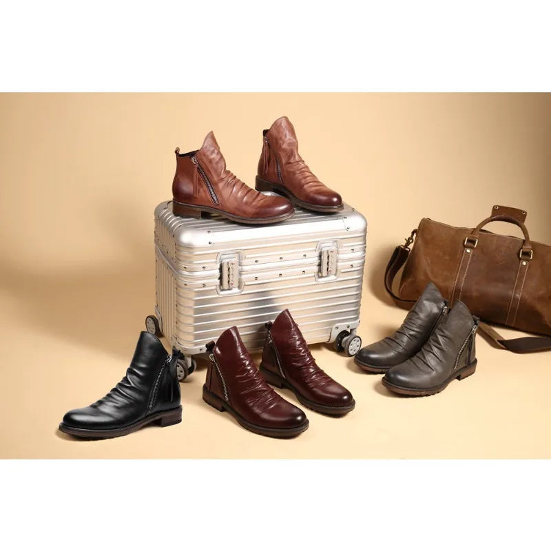 Classic Leather Ankle Boots | Stylish and Durable | Side Zipper