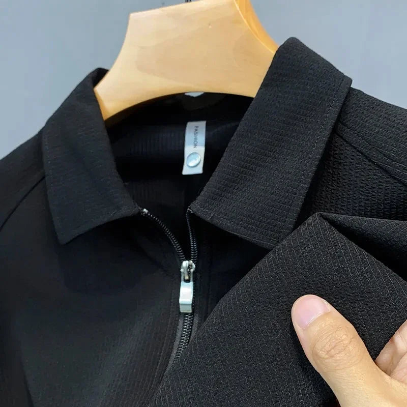 Zippered Polo Shirt | Textured Fabric | Modern and Comfortable