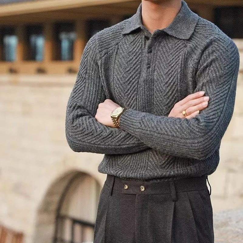 Cable-Knit Polo Sweater | Elegant and Warm | Tailored Fit