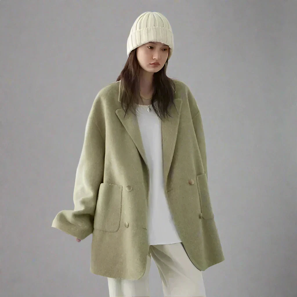 Oversized Double-Breasted Coat | Wool Blend | Timeless and Warm