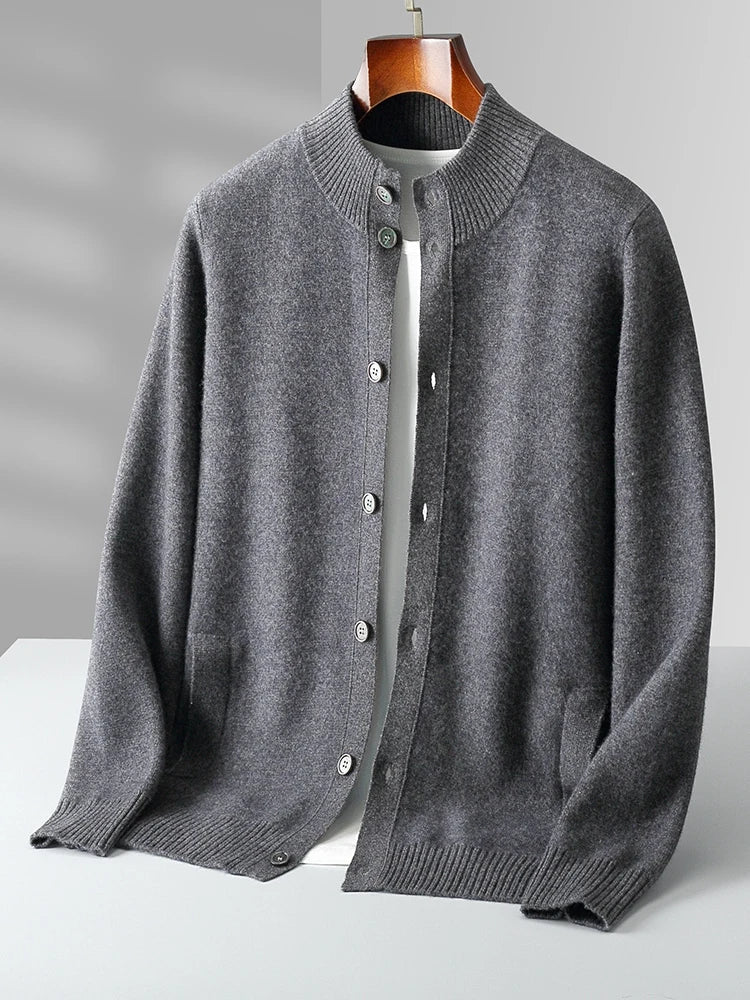 Wool-Blend Stand-Collar Cardigan | Zip-Up | Modern Elegance
