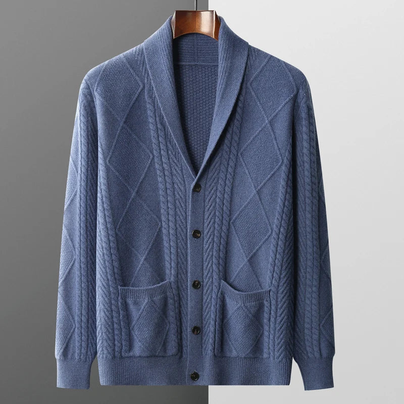 Shawl Collar Cardigan | Diamond Knit | Cozy and Stylish