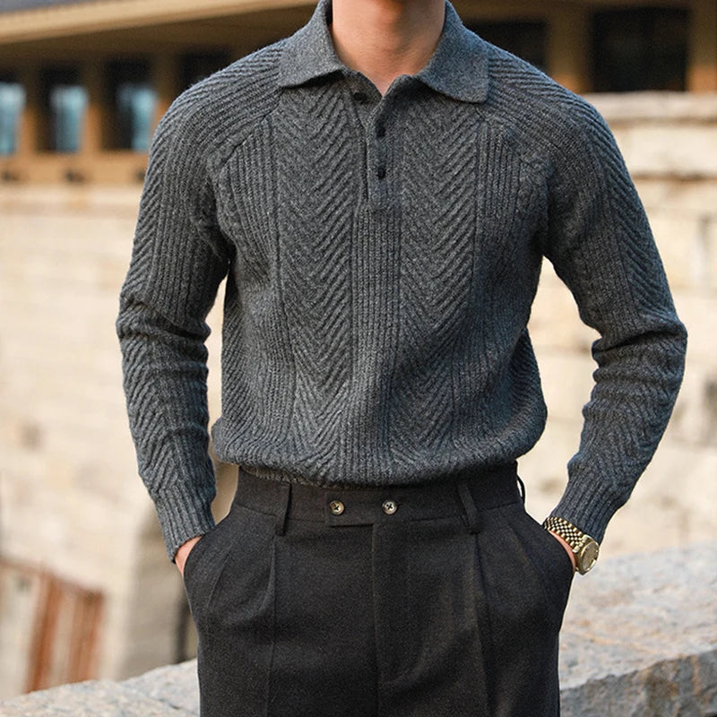 Cable-Knit Polo Sweater | Elegant and Warm | Tailored Fit