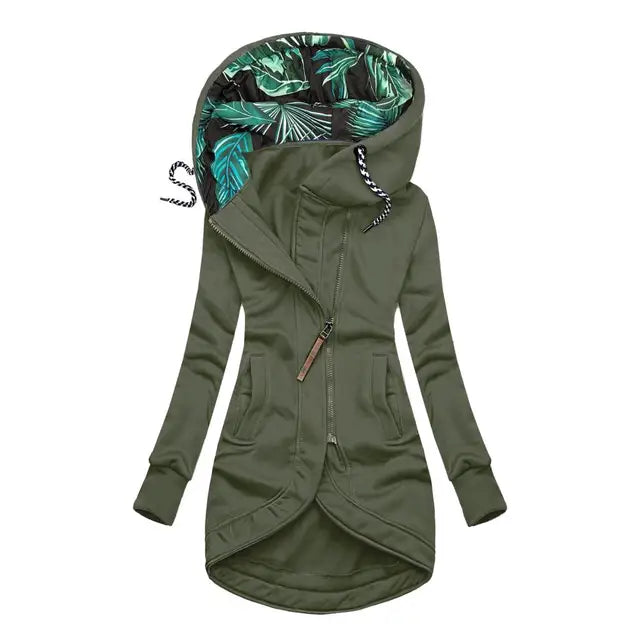 Asymmetrical Zip-Up Hoodie | Warm Lined | Cotton Blend | Casual Outerwear