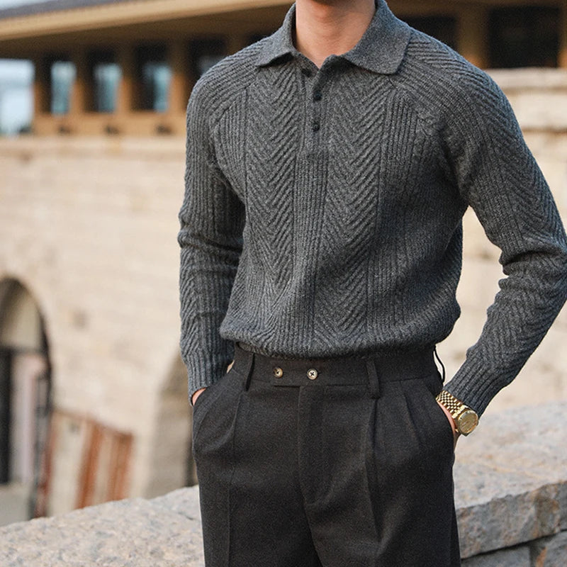 Cable-Knit Polo Sweater | Elegant and Warm | Tailored Fit
