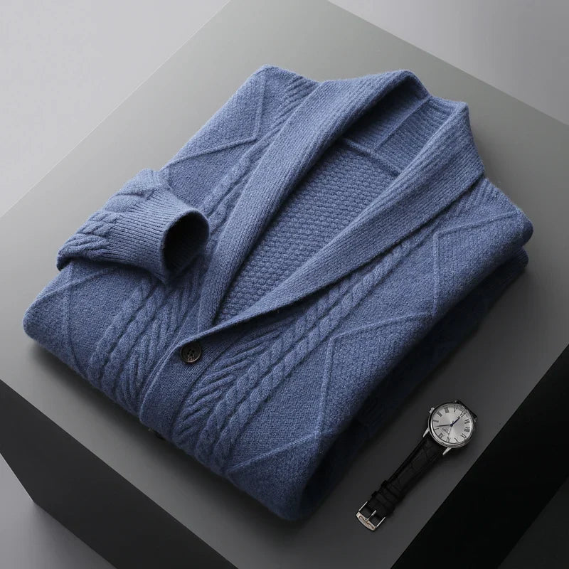 Shawl Collar Cardigan | Diamond Knit | Cozy and Stylish