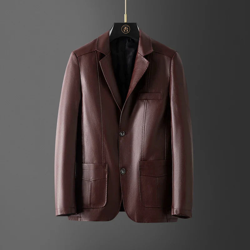 Faux Leather Blazer | Tailored Fit | Sleek Sophistication