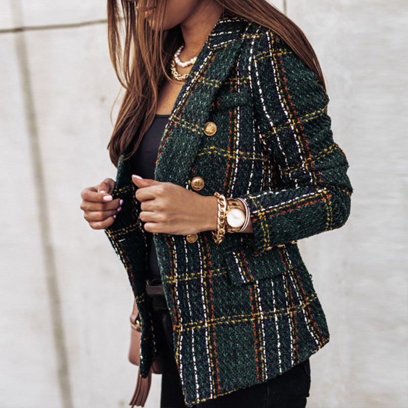 Double-Breasted Plaid Blazer | Tailored Fit | Timeless Style