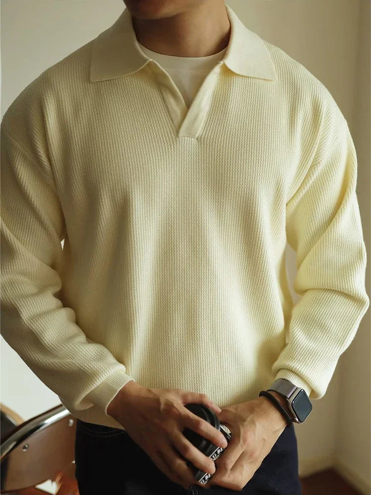 Collared Pullover Sweater | Cotton Blend | Minimalist and Sophisticated