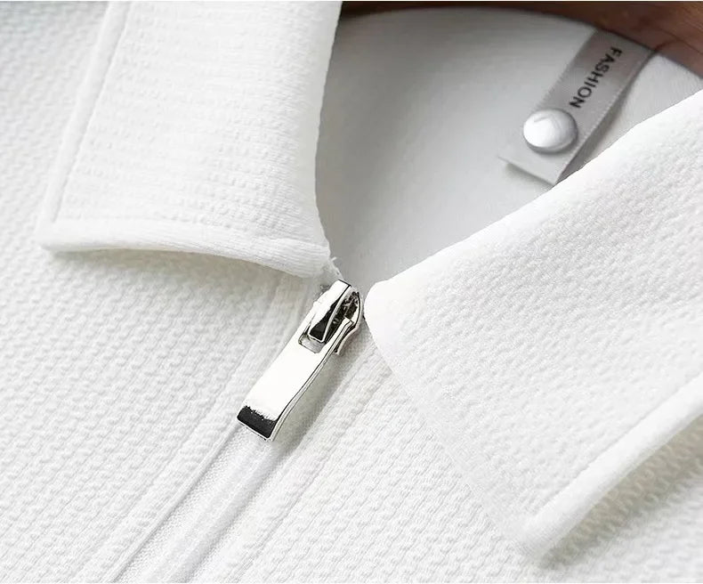 Zippered Polo Shirt | Textured Fabric | Modern and Comfortable