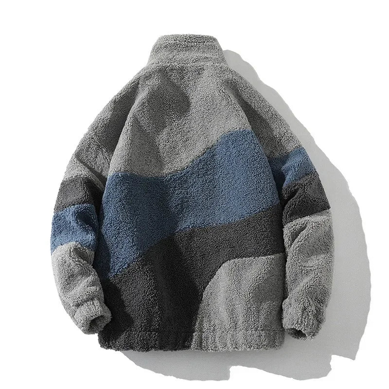Colour-Blocked Sherpa Jacket | Warm Fleece | Casual Streetwear