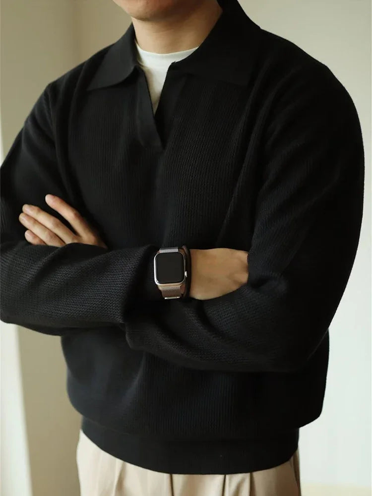 Collared Pullover Sweater | Cotton Blend | Minimalist and Sophisticated