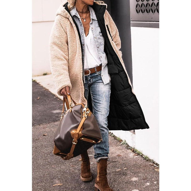 Long Hooded Coat | Teddy Fleece or Quilted | Warm and Stylish