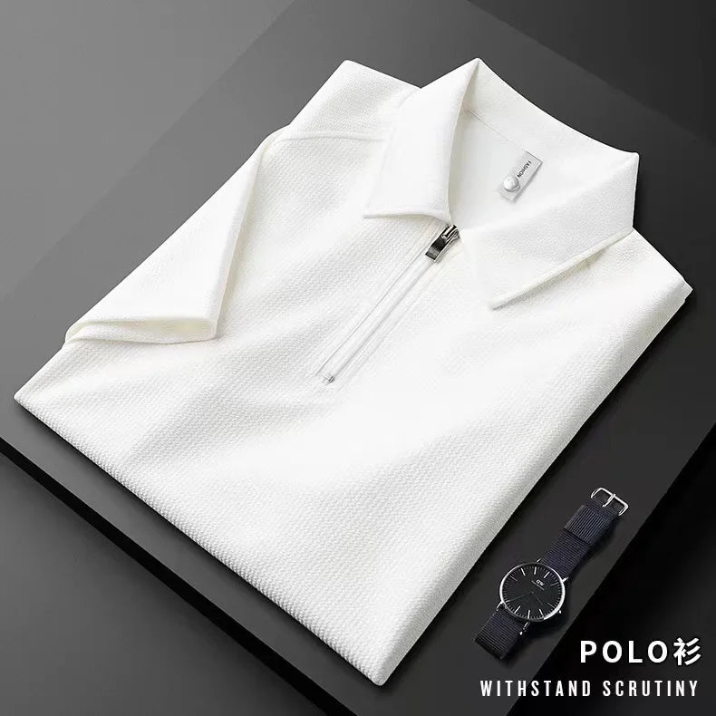 Zippered Polo Shirt | Textured Fabric | Modern and Comfortable