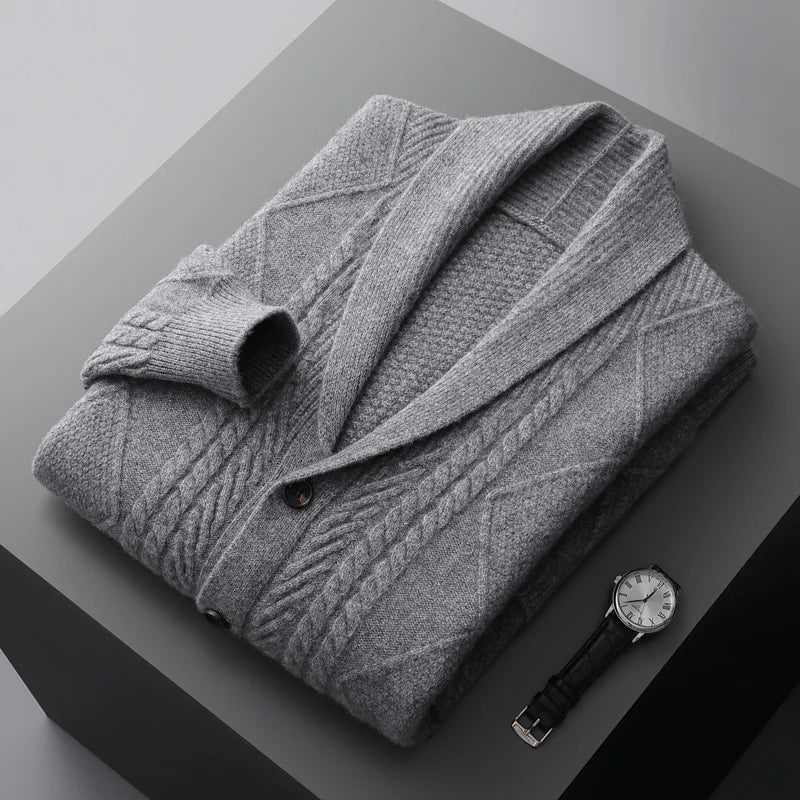 Shawl Collar Cardigan | Diamond Knit | Cozy and Stylish