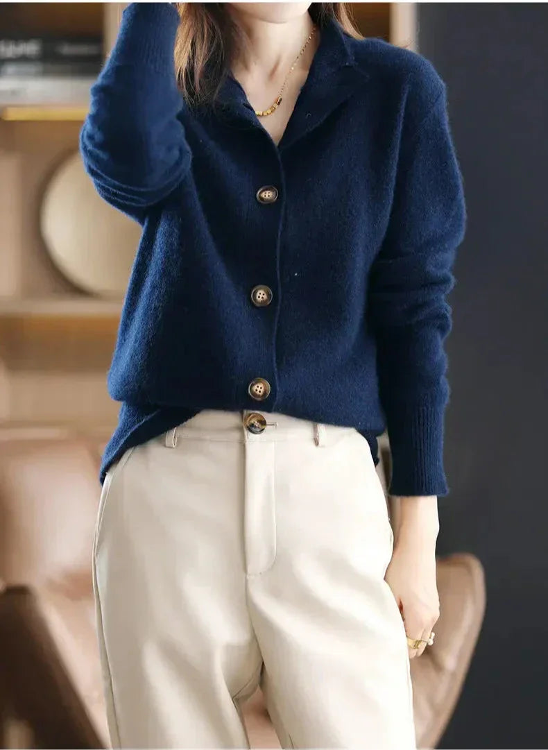 Elegant Button-Up Cardigan | Soft Knit | Collared Design | Women’s Everyday Sweater