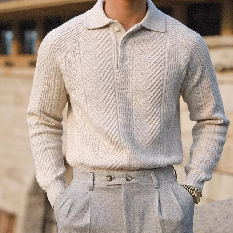 Cable-Knit Polo Sweater | Elegant and Warm | Tailored Fit