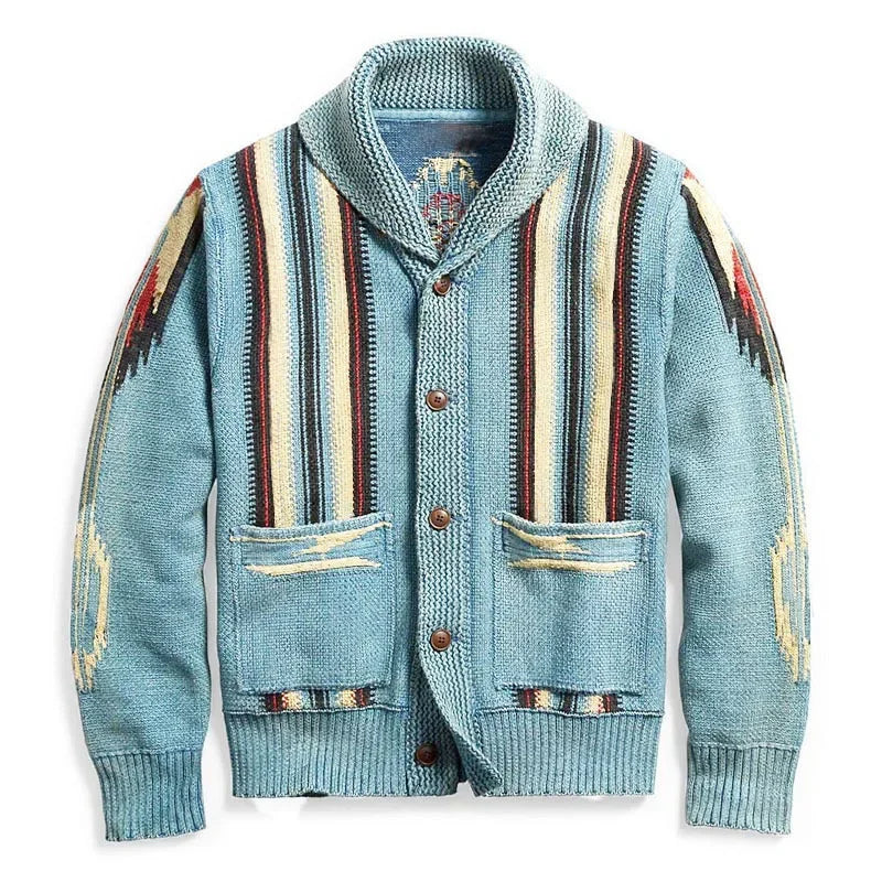 Southwestern Knit Cardigan | Shawl Collar | Bold and Warm