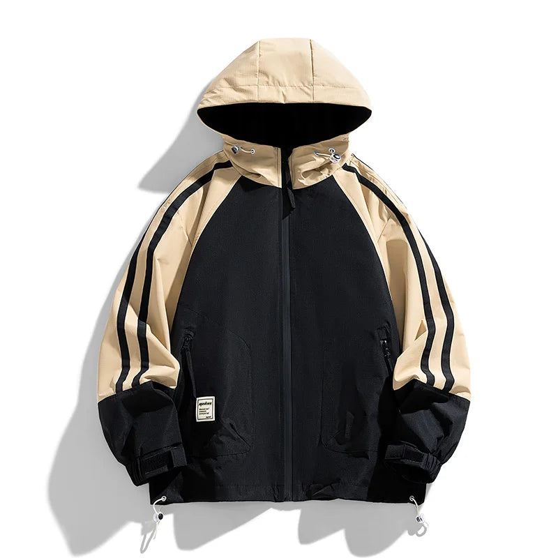 Striped Panel Hooded Jacket | Stylish Outerwear | Sporty and Functional
