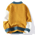 Color-Blocked Cable-Knit Sweater | Acrylic Knit | Bold and Cozy