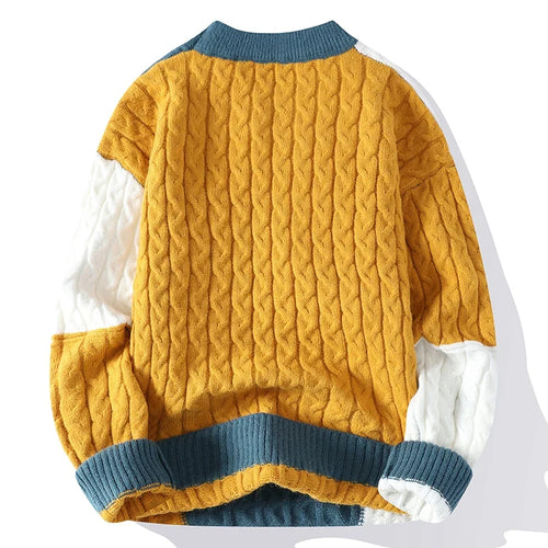 Color-Blocked Cable-Knit Sweater | Acrylic Knit | Bold and Cozy