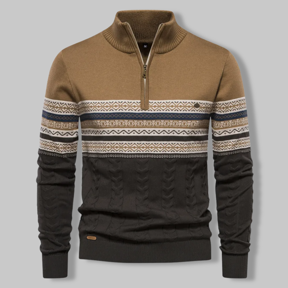 Nordic Half-Zip Sweater | Cotton Blend | Warm and Stylish