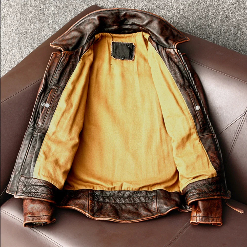 Genuine Leather Jacket | Warm Lined | Timeless Brown