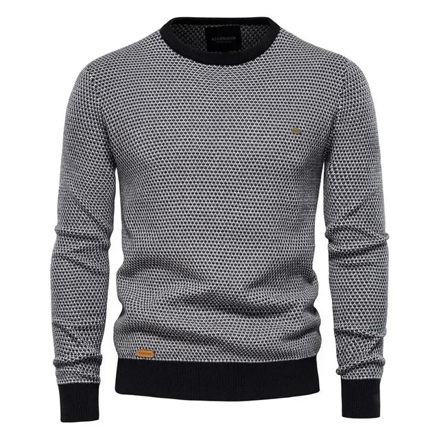 Two-Tone Crewneck Sweater | Classic and Modern | Cotton Blend