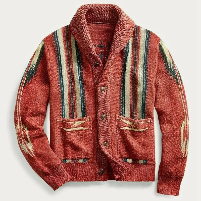 Southwestern Knit Cardigan | Shawl Collar | Bold and Warm