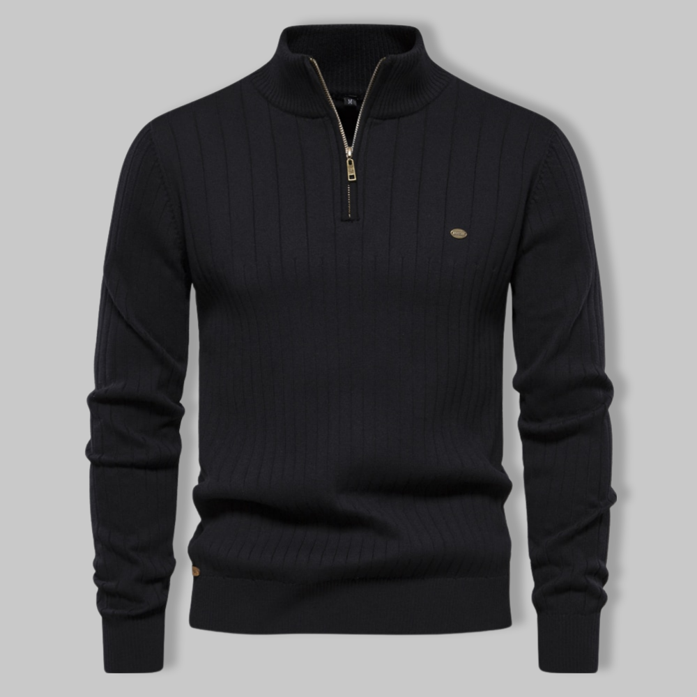 Ribbed Half-Zip Sweater | Cotton Blend | Warm and Sophisticated