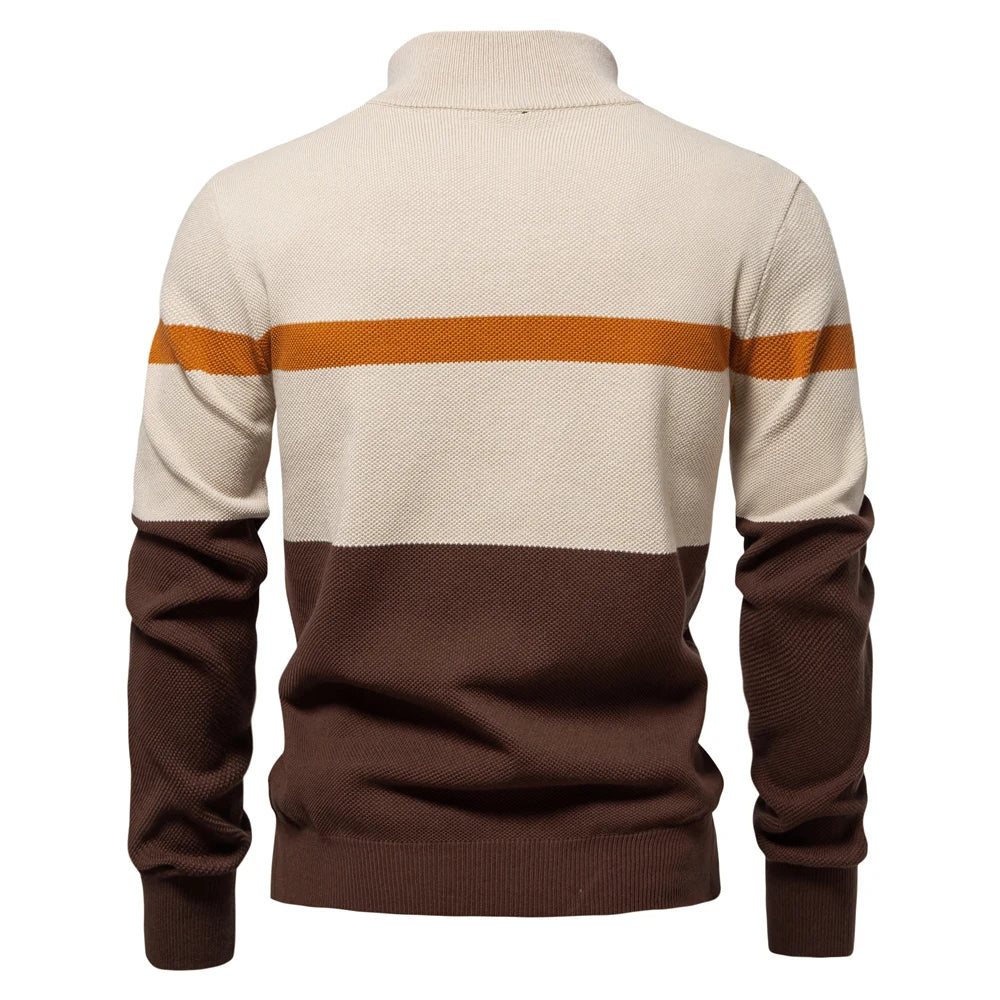 Colour-Blocked Quarter-Zip Sweater | Warm Knit | Modern and Stylish