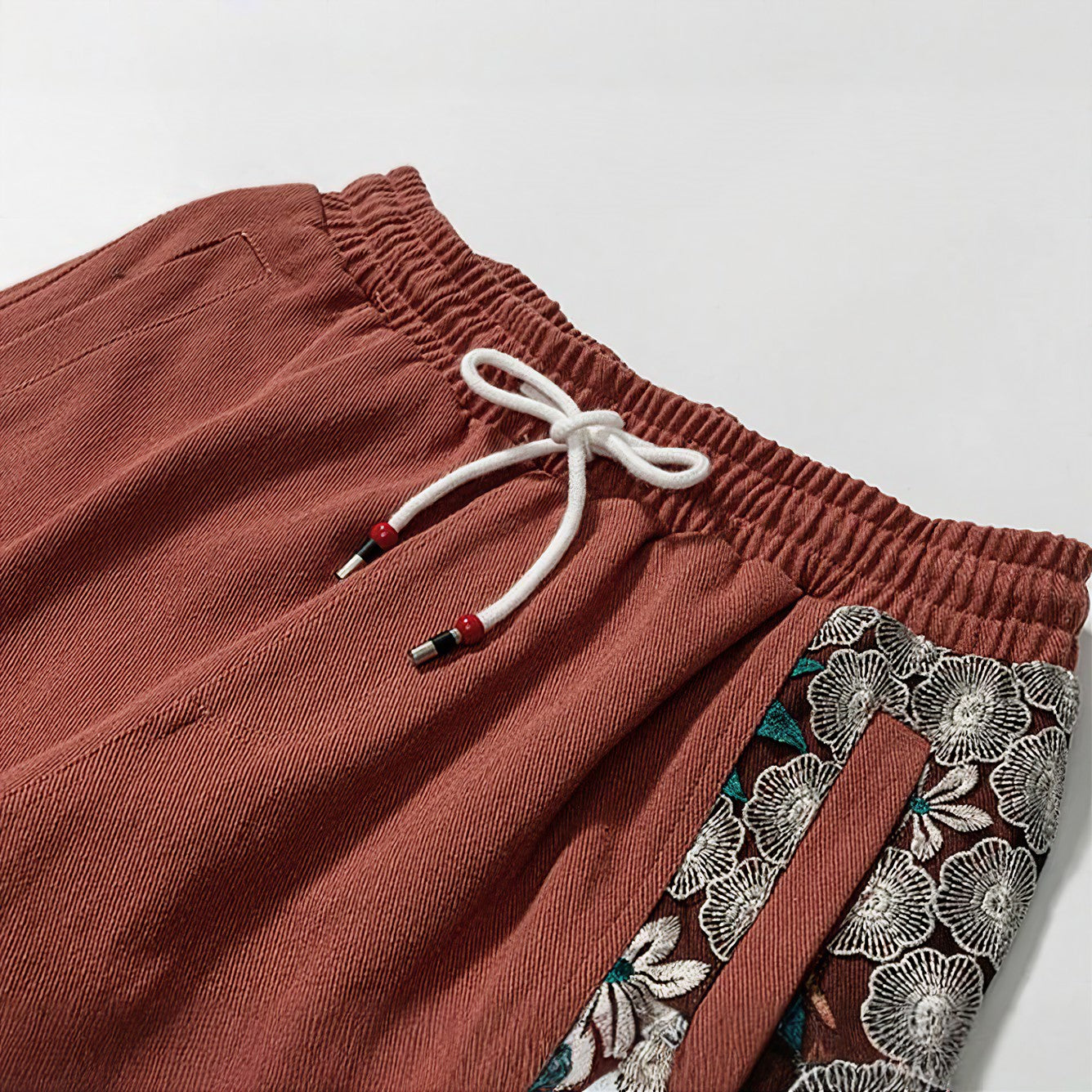 Floral-Embroidered Jogger Pants | Cotton Blend | Comfortable and Stylish